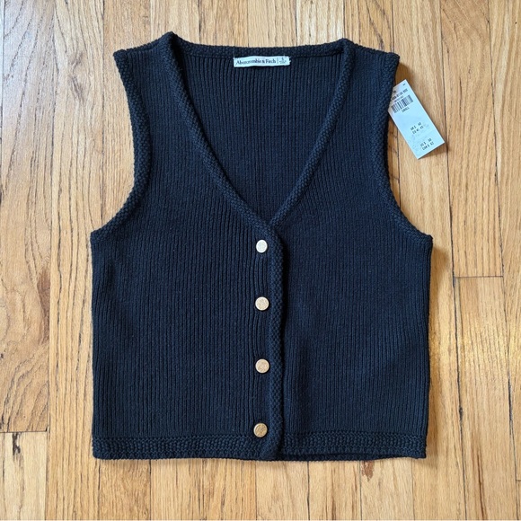 Abercrombie & Fitch Sweaters - Abercrombie Mara Button Up Sweater Vest Black Small